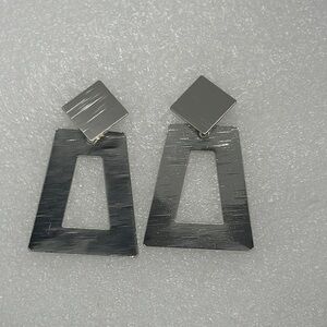 Modern Geometric Silver Dangle Earrings - Statement Jewelry